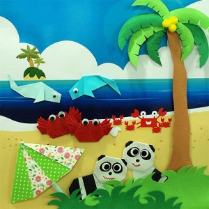 [감성쫑이] 팬더와 고래가 바닷가에서 놀아요