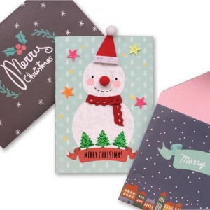 [도토리클래스] 크리스마스 반짝스노우맨 카드&봉투(10set)